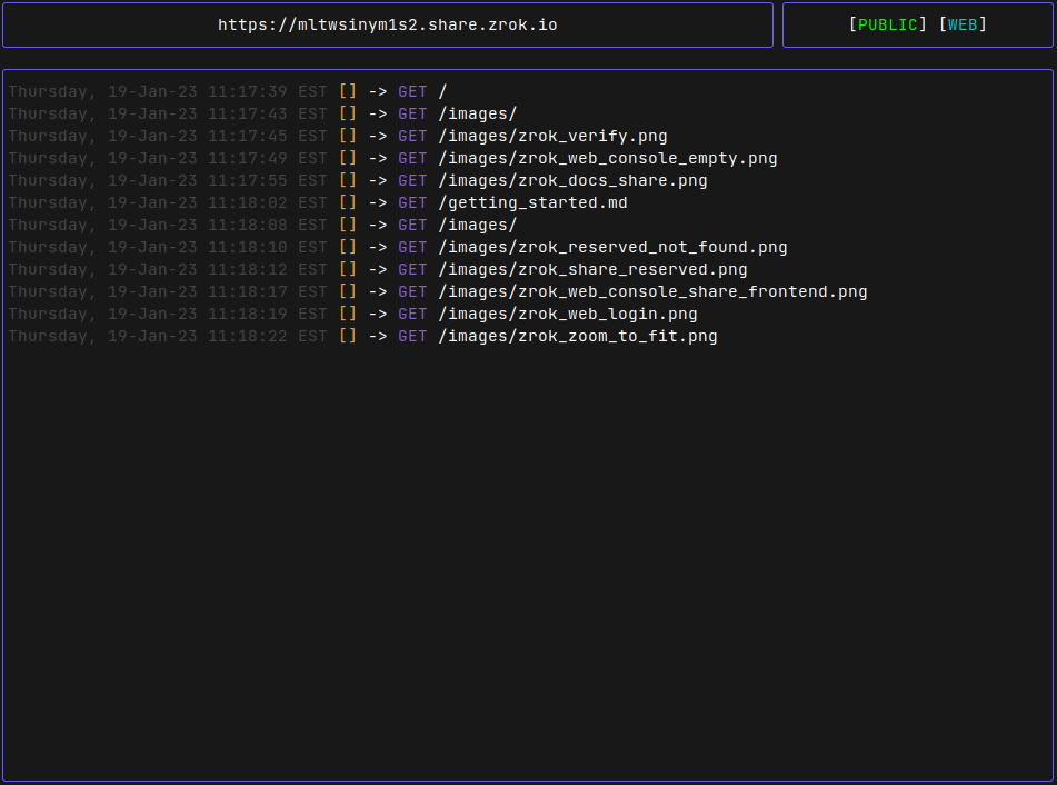 zrok share private with token
